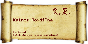 Kaincz Roxána névjegykártya